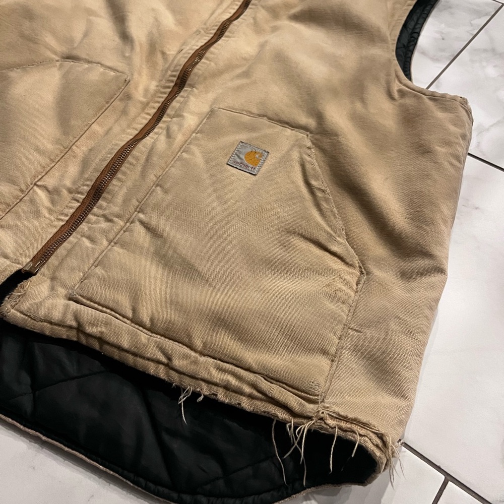 Vintage Carhartt Tan V01 Quilt Lined Canvas 90’s Vest - Picture 2 of 8